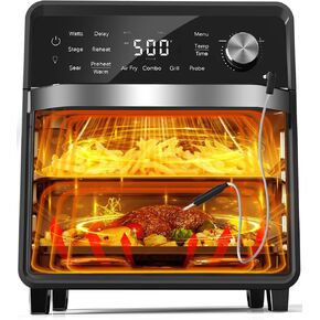 Nuwave X Chef Todd English Air Fryer Oven Combo, Plug-In Grill w/Sheath Heaters, Authentic Char Flavor, 2024 New Convection System, 2X More Even, 100 Presets, Smarter Probe, 50-550°F, Stainless Steel