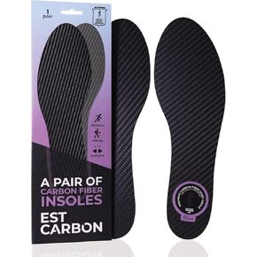2 Piece (Pair) Carbon Fiber Insoles for Men & Women - Carbon Fiber Inserts for Basketball, Volleyball, Hiking,| Fits All Sneakers and Shoes - Enhances Athletic Performance Women 6-6.5, Men's 5-5.5