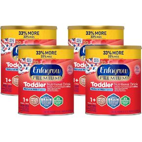 Enfagrow PREMIUM Toddler Nutritional Drink, Natural Milk Flavor, Omega-3 DHA for Brain Support, Prebiotics & Vitamins for Immune Health, Non-GMO, Powder Can, 32 Oz (Pack of 4)