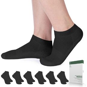 Bulinlulu Diabetic Socks for Women&Men-6 Pairs Bamboo Viscose Non Binding Diabetic Ankle Low Cut Sock Size 6-9 9-11