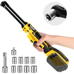 3/8" Cordless Extended Ratchet Wrench Compatible with Dewalt 20V Battery,Brushless Electric Ratchet Wrench Set with Variable Speed,8Pcs Sockets，1/4" Adapter & 6" Extension Bar (Tool Only)
