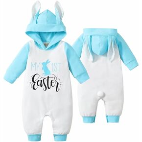 My 1st Easter Outfit Newborn Baby Girl Boy Long Sleeve Bunny Romper One Piece Rabbit Hoodie Jumpsuits Spring Clothes