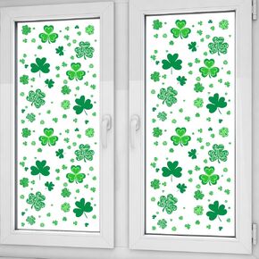 St Patricks Day Window Clings,106 PCS Shamrock Window Stickers for St Patricks Day Decorations,Reusable Static Spring Window Clings for St Patricks Day Decor