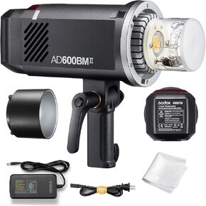 Godox AD600BM II AD600BMII 600Ws Monolight Strobe Light, GN87/40W Modeling Lamp/0.01-1.9s Recycling/Color Screen/Flash Duration 1/220-1/11760s/One-Tap sync with X3 Trigger/16 Color Groups