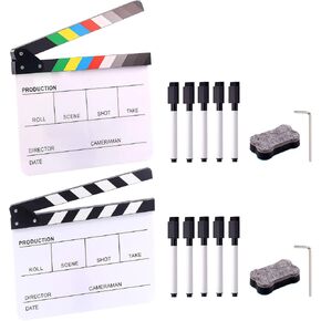 Swpeet 8Pcs 10"x12" Acrylic Film Movie Directors and 8Pcs 10"x12" Black Acrylic Film Movie Directors Clapboard