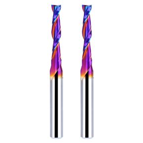 2PCS Upcut Spiral Router Bit 1/4 Inch Shank 3/16 Inch Cutting Diameter 1 inch Cutting Length with Extra Long Life Coating CNC Router Bits End Mill for Wood Cutting, Slot Mortise, Engraving