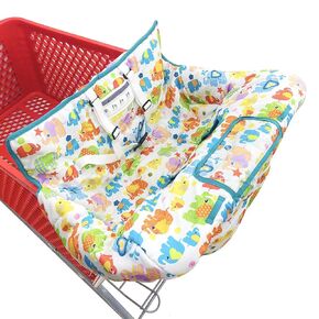 Portable 2-in-1 Grocery Cart Seat Cover and Baby Highchair Cover (Colorful Elephant)