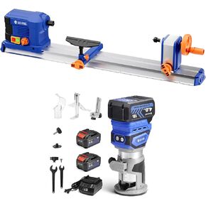 SainSmart Benchtop Wood Lathe + Cordless Wood Router with 2PCS 4.0Ah Batteries