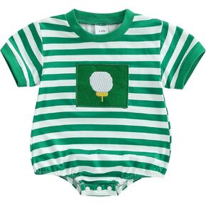 Baby Boy Girl Baseball Romper Newborn Bow Basketball Rompers Summer Casual Short Sleeve Embroidery Golf Bodysuits