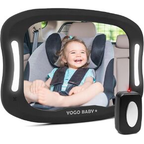 Baby Car Mirror with Remote Control Soft Led Light Shatter-Proof Acrylic Baby Mirror for Car, Rearview Baby Mirror-Easily Observe Baby's Every Move, Safety and 360 Degree Adjustability…