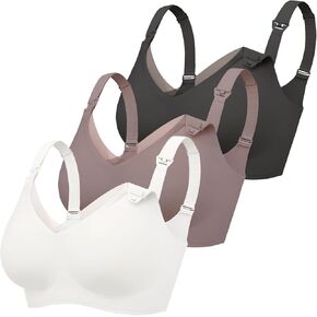 Gailife 3 Pack Nursing Bras for Breastfeeding Seamless V Neck Mesh Maternity Bra Comfort Pregnancy Sleep Bralette