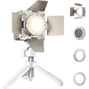 20W LED Video Light with Tripod, 2700K-6500K Portable Photography Lighting Kit with 5 Color Gels/Barndoor/Diffuser/Honeycomb Grid, Camera Light with Built in Battery/12 Effects/QC 3.0 Cable