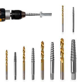 Gift for Men,Screw Extractor Set, 10Pcs 40# Cr-Mo& 4241 HSS Cobalt Left Hand Drill Bits Set for Removing Stripped Screws and Broken Bolts Ez Out Bolt Extractor Set & Screw Easy Out Extractor Kit