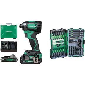 Bundle of Metabo HPT 18V MultiVolt™ Cordless Triple Hammer BOLT Impact Driver Kit | WH18DC + Metabo HPT Impact Driver Bit Set (60-Piece)