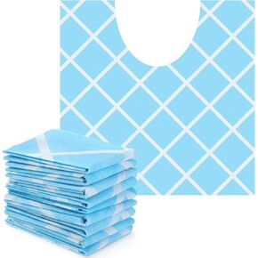 Layhit 50 Pcs Disposable Toilet Commode Mat 20 x 20" Deodorizing Toilet Mat Waterproof U Shaped Toilet Training Mat Blue Pad for Older Potty Training Pee Incontinence Bathroom Floor Non Slip(Wave)
