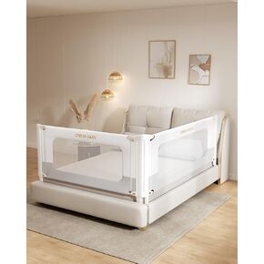 2 Pack Toddler Bed Rails with Double Child Lock,Widened & Hardened Bed Rail for Toddlers Baby Kids for King Size Bed,(1 Side 78.7" x1 Side74.8)