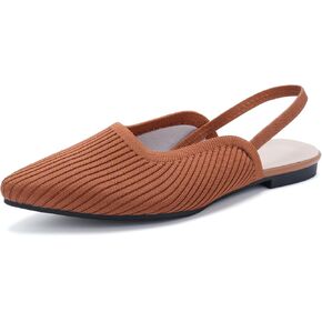 Slingback Flats for Women Pointed Toe Flats Breathable Knit Comfortable Dressy Casual for Work Office Slip on Ballet Flats