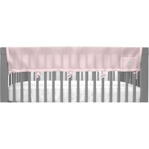 BreathableBaby Breathable Mesh RailGuard Teething Cover — White — 51" Long Panel (1) — Fits Most Full-Size and Does Not Fit Mini Cribs — Use with Coordinating Short Panels - Light Pink