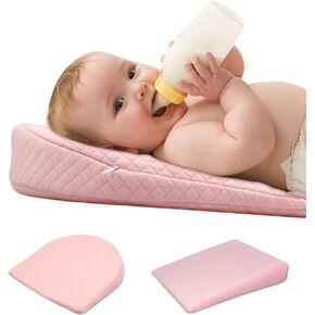 LUOOV Baby Wedge Pillow, Newborn Anti-Reflux Wedge Pillow, Anti-Roll, Nursing & Tummy Time-Pillow for Nursing Breastfeeding, 3D Breathable Air Mesh, Washable (White)