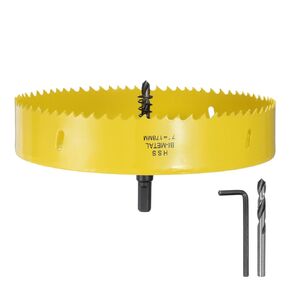 HARFINGTON Bi-Metal Hole Saw Kit 178mm / 7" Dia M42 High-Speed Steel Hole Saw Drill Bit Cutter with 3/8" Hex Shank Arbor Center Drill Wrench for Wood Plastic Drywall Plywood