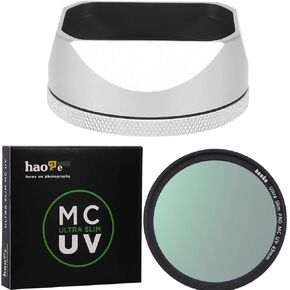 Haoge LH-X54W Square Metal Lens Hood and Haoge 49mm Ultra Slim MC UV Protection Multicoated Ultraviolet Lens Filter for Fuji X100v Digital Camera