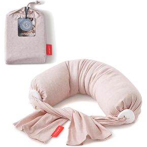 bbhugme Adjustable Nursing Pillow with Two Pink Melange Covers - Breastfeeding and Baby Support