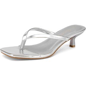 Women's Kitten Heel Sandals Square Toe Slip-On Flip Flop Heels Thong Sandals for Beach Summer