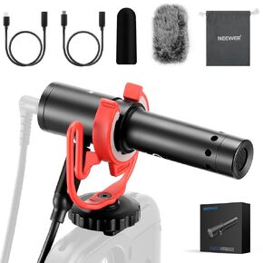 NEEWER KM17 USB C Microphone Noise Cancelling Plug & Play High Sensitivity Cardioid Vlog Interview Mic with Shock Mount Compatible with iPhone 16 Pro Max Android DJI Pocket 3 Insta360