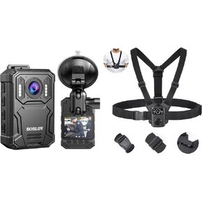 BOBLOV KJ23Pro 2K 128GB Body Camera and Dual Shoulder Mount