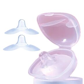 Breastfeeding Nipple Shields for Protecting Sore, Flat or Inverted Nipples, Essential for Latching Difficulties, 2 Pieces Size 1, Transparent