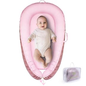 TOUCHLIFE Baby Lounger - Baby Nest Cover for Newborn 0-24 Months, Portable Infant Lounger for Baby Girls & Boys, 100% Cotton Breathable Co Sleeper for Home and Travel, Babies Essentials Gifts (Grey)