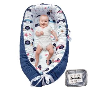 Baby Lounger, 100% Breathable Cotton Baby nest, Portable Infant Lounger (Pink)