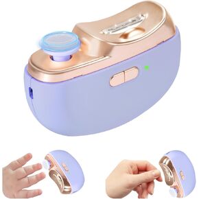 Electric Nail Clipper & Baby Nail Trimmer Polisher 3 in 1 (Not for Toenail) with Nail Scraps Storage, LED Light, 2 Speeds, Rechargeable Fingernail Clipper for Baby, Adults, Seniors, Purple
