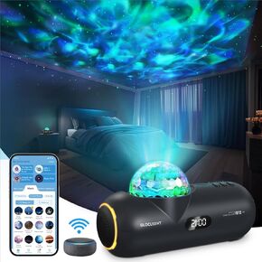 Glocusent Star Projector, 16 Colors Aurora, Galaxy Projector with 65 Soothing Sounds, 8 Scenes Modes, Built-in 5.1Bluetooth Speaker, Works with App (2.4Ghz WiFi)
