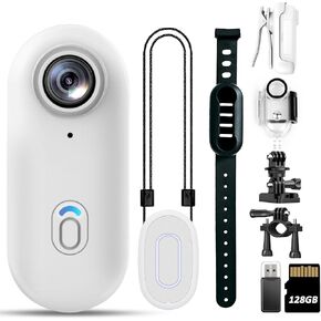 Action Mini Body Camera 128G with Audio & Video Recording - 4K Personal Civilian Wearable Small Cam - Tiny Pocket Vlogging Portable Hands Free Worn POV Recorder - Travel Pets Baby Family