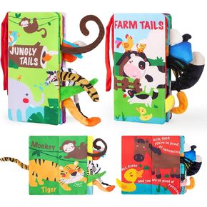 URMYWO Baby Books Toys, Touch and Feel Crinkle Cloth Book for Infant Baby 0-3-6-12-18 Months, Early Development Interactive Stroller Soft Toys, Easter Basket Essentials Shower Gifts for Boys Girls