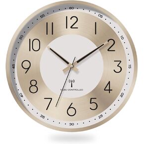Wall Clock with Temperature and Humidity 12 Inch Aluminum Wall Clocks Battery Operated Non Ticking Clocks for Home Chrsitmas Xmas Present Living Room