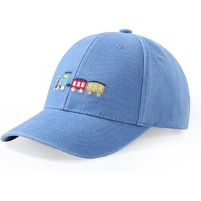 Toddler Baseball Hat Baby Boy Kartoon Embroidery Train/Puppy Kids Baseball Cap Cotton Washed Cowboy Sun Hat for Boys Girls