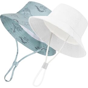 Urban Virgin 2-Packs Baby Sun Hat UPF 50+ Sun Protective Toddler Bucket Hat Summer Kids Beach Hats