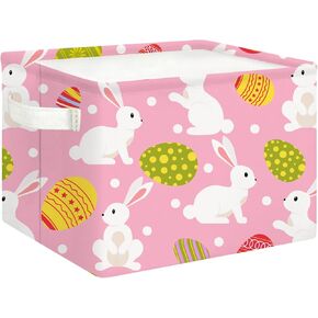 Small Rectangle Easter Basket,Gift Basket Empty with Handles,Cute Toy Bin,Room Decor(Pink Easter Basket)