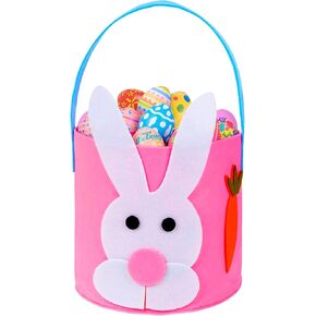 Easter Eggs Hunt Basket for Kids Girls Boys Felt Bunny Easter Eggs Baskets Essentials Suffers Rabbit with Carrot Gifts Toy Storage Bucket Party Favors