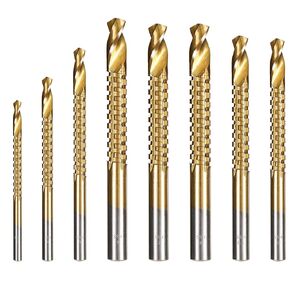 8pcs Juego De Brocas para Metal,Titanium Drill Bit Set,3-9mm Serrated Side Cutting Drill Bit,Titanium Coated HSS Twist Drill Bits Woodworking Tools for Plastic Metal Wood Hole