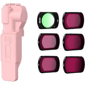 Pocket 3 Protective Cover Case & ND Filters Set, Gimbal Lens Cap Screen Protector and 6 Pack ND Filters (CPL, ND4 - ND64) for for DJI Osmo Pocket 3 Creator Combo Accessories(Pink)