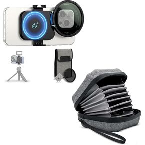 JJC 10 Pockets Hard Shell Lens Filter Bag + 67mm Phone Lens Filter Adapter+ND2-128 Filter Set
