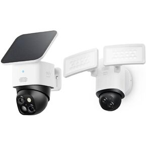 eufy Security SoloCam S340, Solar Security Camera, Wireless Outdoor Camera Floodlight Camera E340 Wired, 360° Pan and Tilt