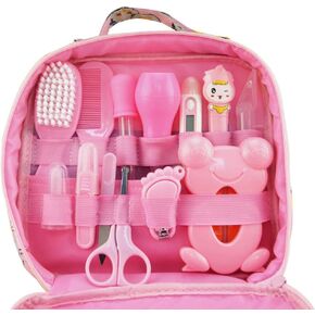 ZELINYE Baby Grooming kit Set Infant Baby Grooming Tools Newborn Manicure Set Baby Healthcare Nail Clippers Hairbrush Tool Set(13PCS) (red)