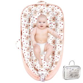 Baby Lounger for Newborn 0-24 Months with Removable Pillow | Breathable, Portable & Soft Infant Sleep Mat | CPSC Certified for Home, Travel & Playtime | Easy to Clean Baby Gift Essentials-Dinosaur