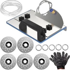 45 Degree Tile Chamfering Tool, Angle Grinder Stand for Tile 45° Kit with 5 PCS Porous Widened Cutting Blade Gloves Water Pipe for Tile, Tile Cutting Disc Angle Grinder Holder Chamfer Tool