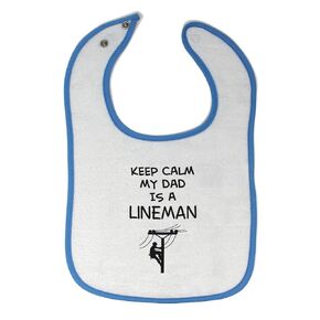 Toddler & Baby Bibs Burp Cloths Dad Keep Calm My Dad is A Lineman Father's Day Cotton Baby Items for Baby Girl & Boy White Design Only