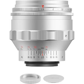 TTArtisan 75mm F1.5 Lens for M42 Mount Swirly Bokeh Full Frame Manual Focus Prime Lenses for Screw Mount Cameras can be transferred to All mirrorless and SLR mounts Camera (Silver)